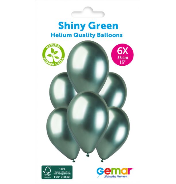 Gemar 13" Shiny Green #093 GB120 6pcs Round Balloon