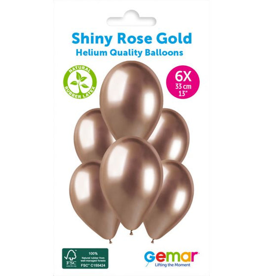 Gemar 13" Shiny Rose Gold #096 GB120 6pcs Round Balloon