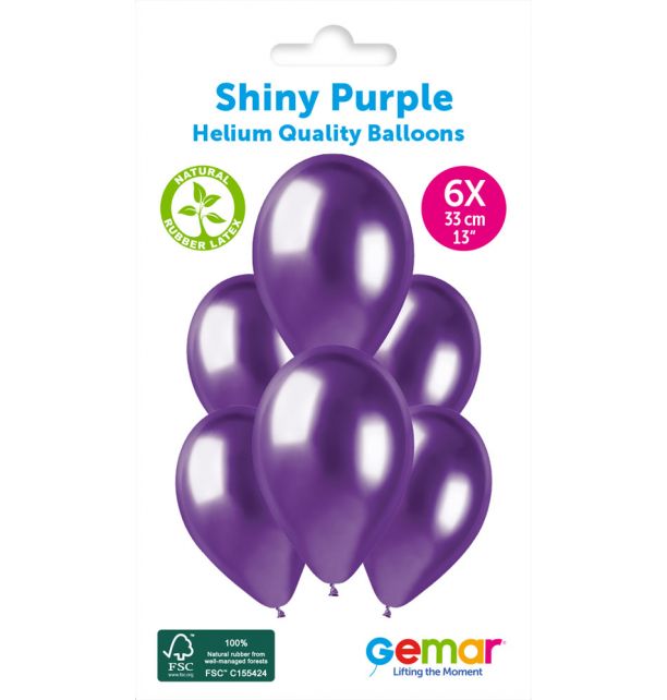 Gemar 13" Shiny Purple #097 GB120 6pcs Round Balloon