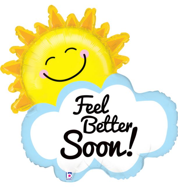 Feel Better Soon Sunshine Foil Balloon Packaged