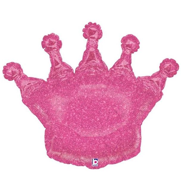 Glittering Crown - Pink Foil Balloon Packaged