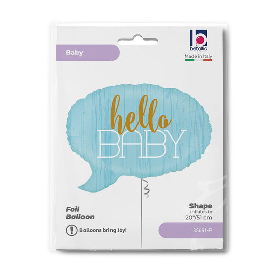 Grabo 24 inch Blue Hello Baby Speech Bubble packaging