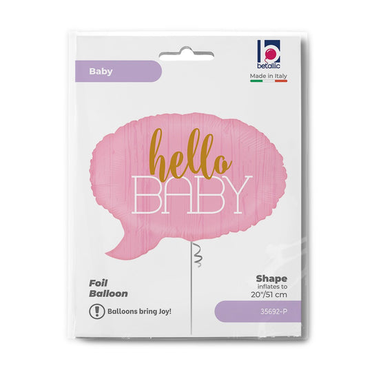 Grabo 24 inch Pink Hello Baby Speech Bubble packaging