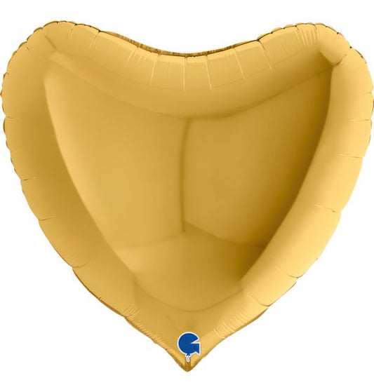 Heart 36" Gold Foil Balloon Packaged Heart shape