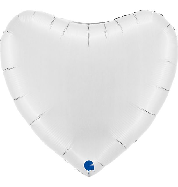 Heart 36"Satin White Foil Balloon Packaged Heart shape