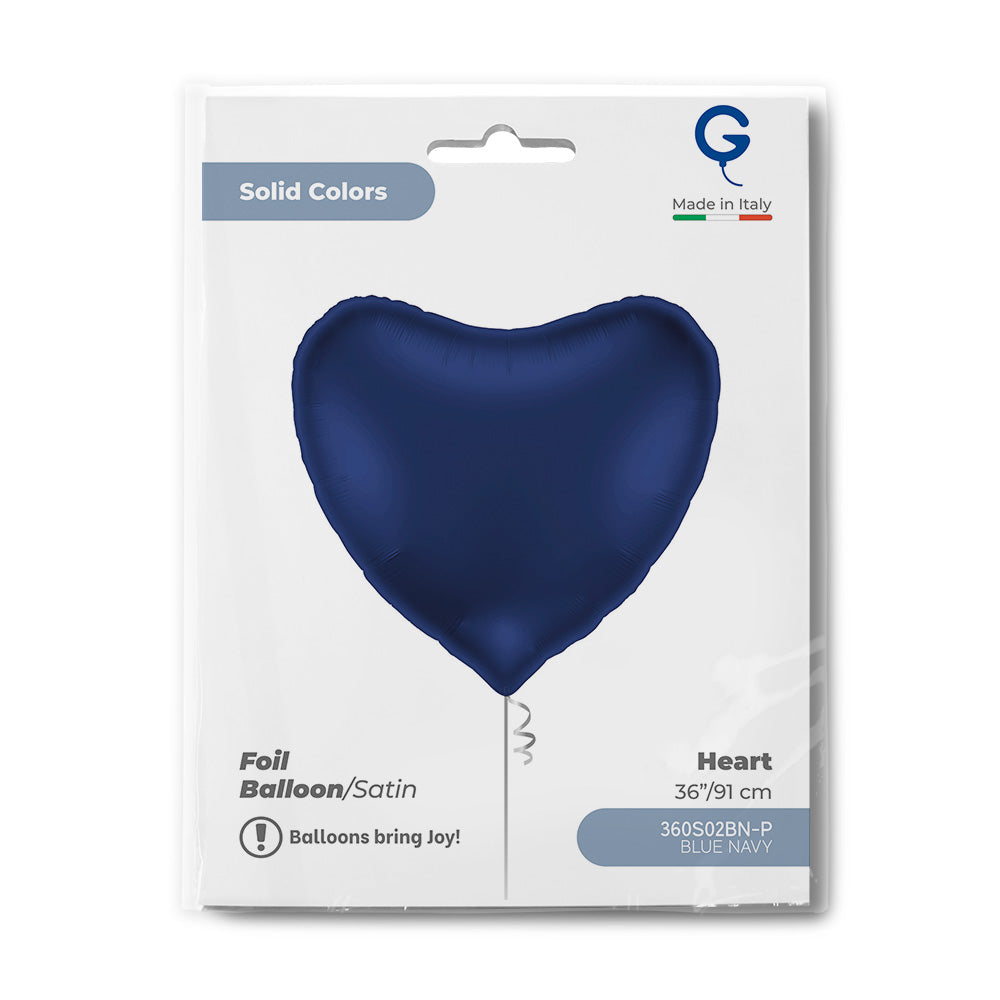 Grabo 36 inch Satin Navy Blue Heart packaging