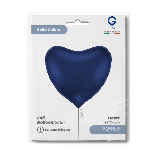 Grabo 36 inch Satin Navy Blue Heart packaging