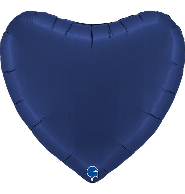 Heart 36"Satin Blue Navy Foil Balloon Packaged Heart shape