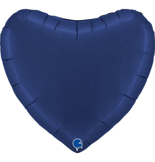 Heart 36"Satin Blue Navy Foil Balloon Packaged Heart shape