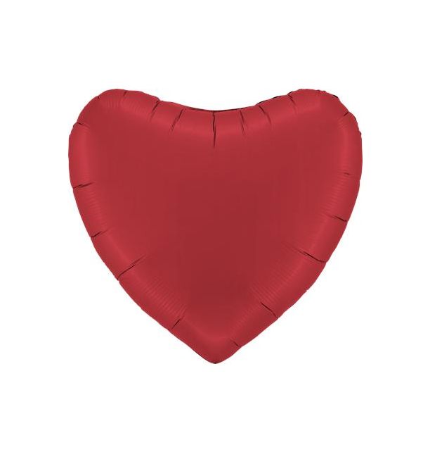 Heart 36"Satin Rubin Red Foil Balloon Packaged Heart shape