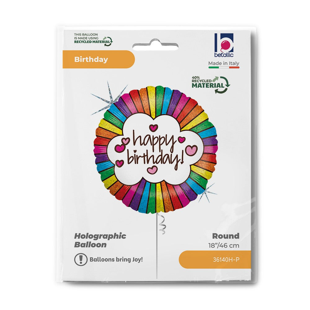 Grabo 18" Retro Rainbow Birthday packaging