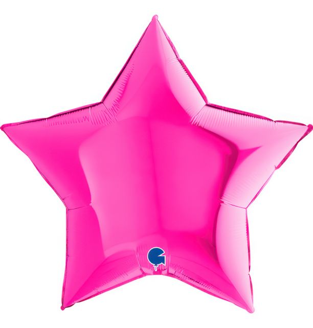 Star 36"Magenta Foil Balloon Packaged Star Shape