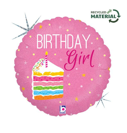 18" Birthday Cake Girl Foil Balloon Packaged