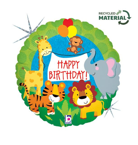 18" Jungle Animals Birthday Foil Balloon Packaged