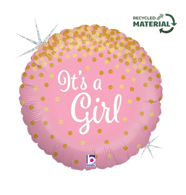 18" Glittering It's A Girl Foil Balloon Packaged