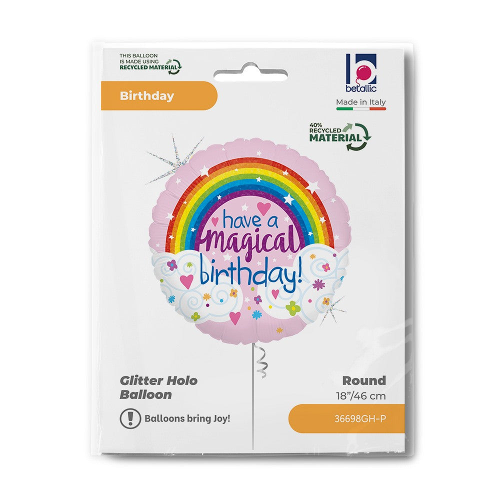 Grabo 18" Glitter Magical Rainbow Birthday packaging