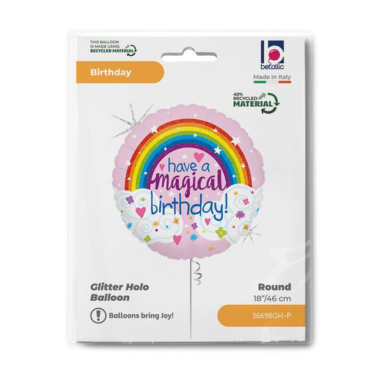 Grabo 18" Glitter Magical Rainbow Birthday packaging