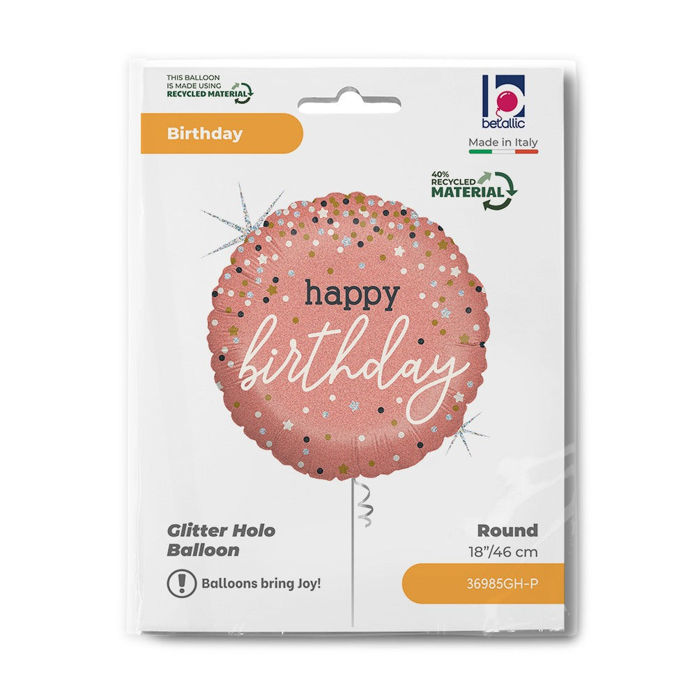 Grabo 18" Rose Gold Confetti B-Day packaging
