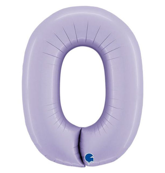 Number 0 Satin Lilac 40" Foil Balloon Packaged