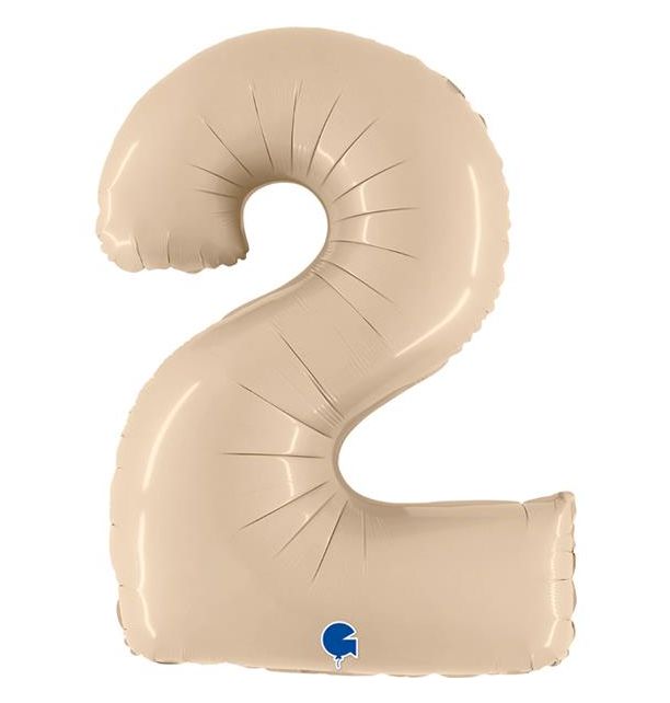 Number 2 Satin Cream 40" Foil Balloon Packaged