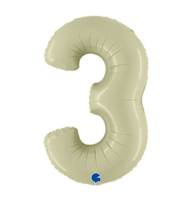 Number 3 Satin Olive Green 40" Foil Balloon Packaged