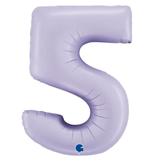 Number 5 Satin Lilac 40" Foil Balloon Packaged