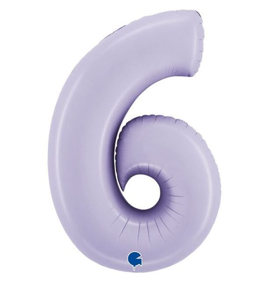 Number 6 Satin Lilac 40" Foil Balloon Packaged