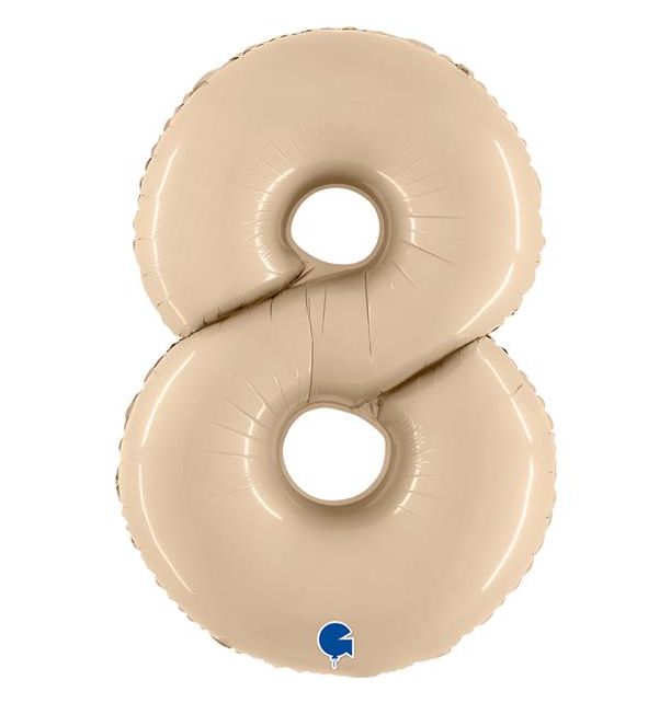 Number 8 Satin Cream 40" Foil Balloon Packaged