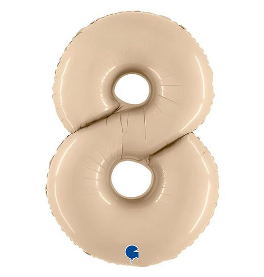 Number 8 Satin Cream 40" Foil Balloon Packaged