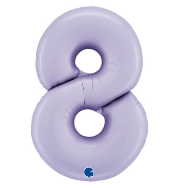 Number 8 Satin Lilac 40" Foil Balloon Packaged