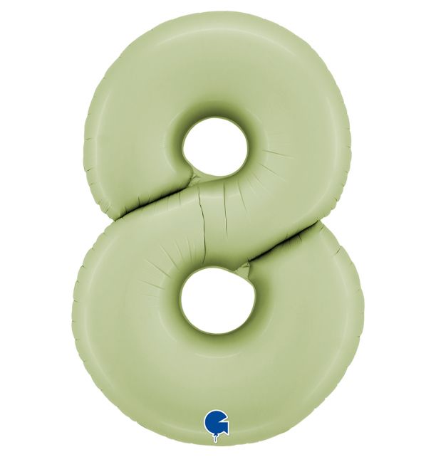 Number 8 Satin Olive Green 40" Foil Balloon Packaged