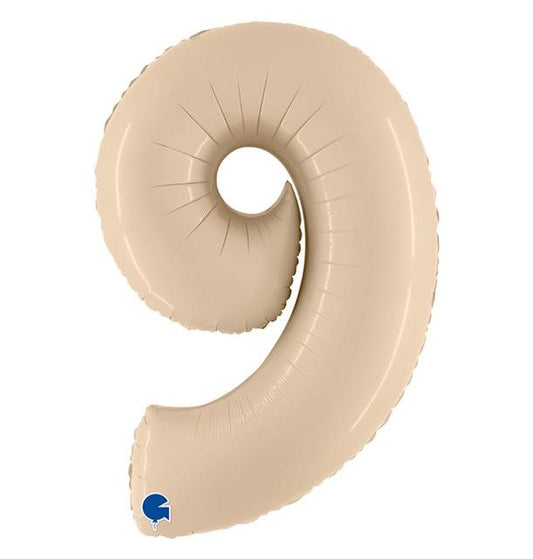 Number 9 Satin Cream 40" Foil Balloon Packaged