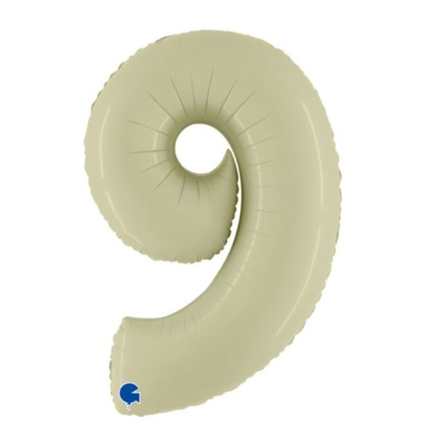 Number 9 Satin Olive Green 40" Foil Balloon Packaged