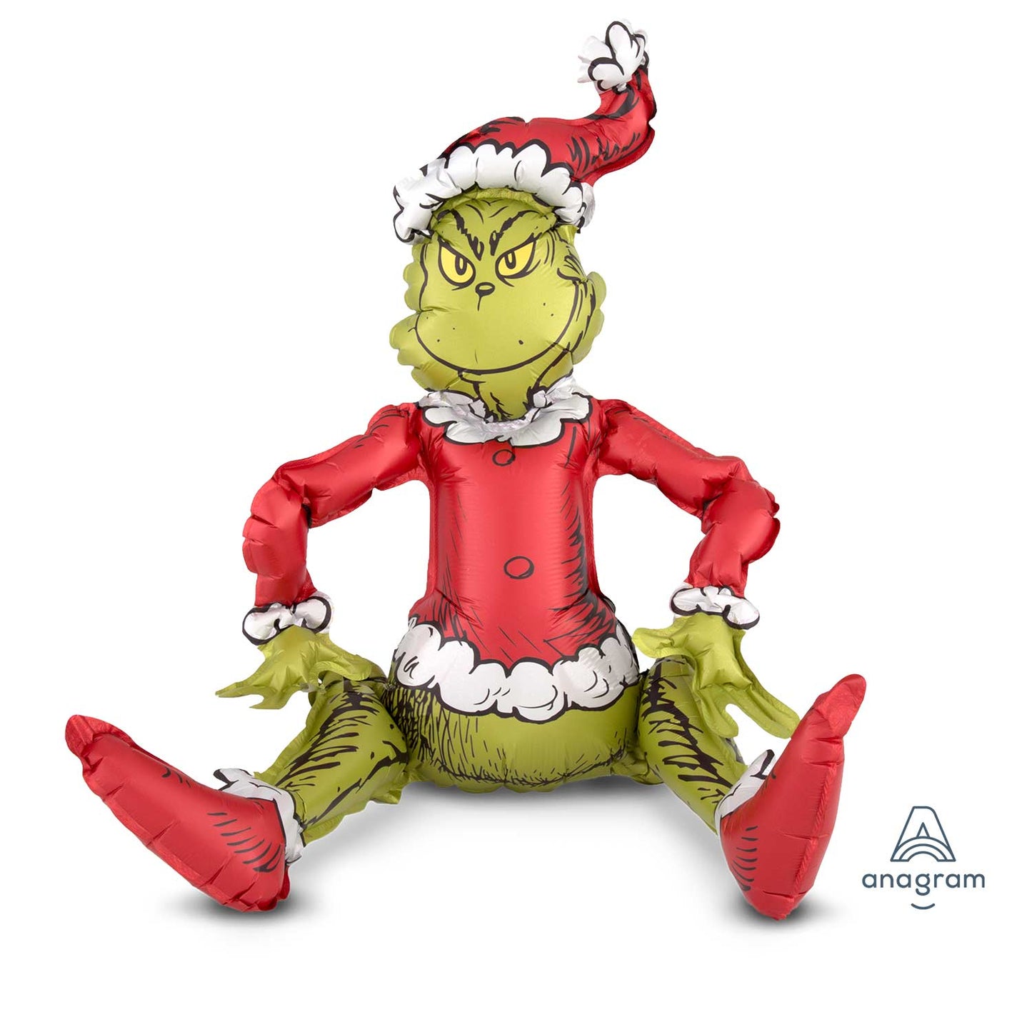 Sitting Santa Grinch Foil Multi Balloon 19"/48cm w x 24"/60cm h