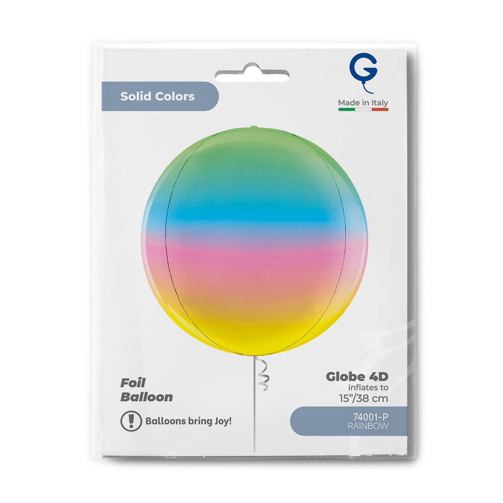 Grabo 15 Inch Rainbow Globe Balloon Packaged packaging