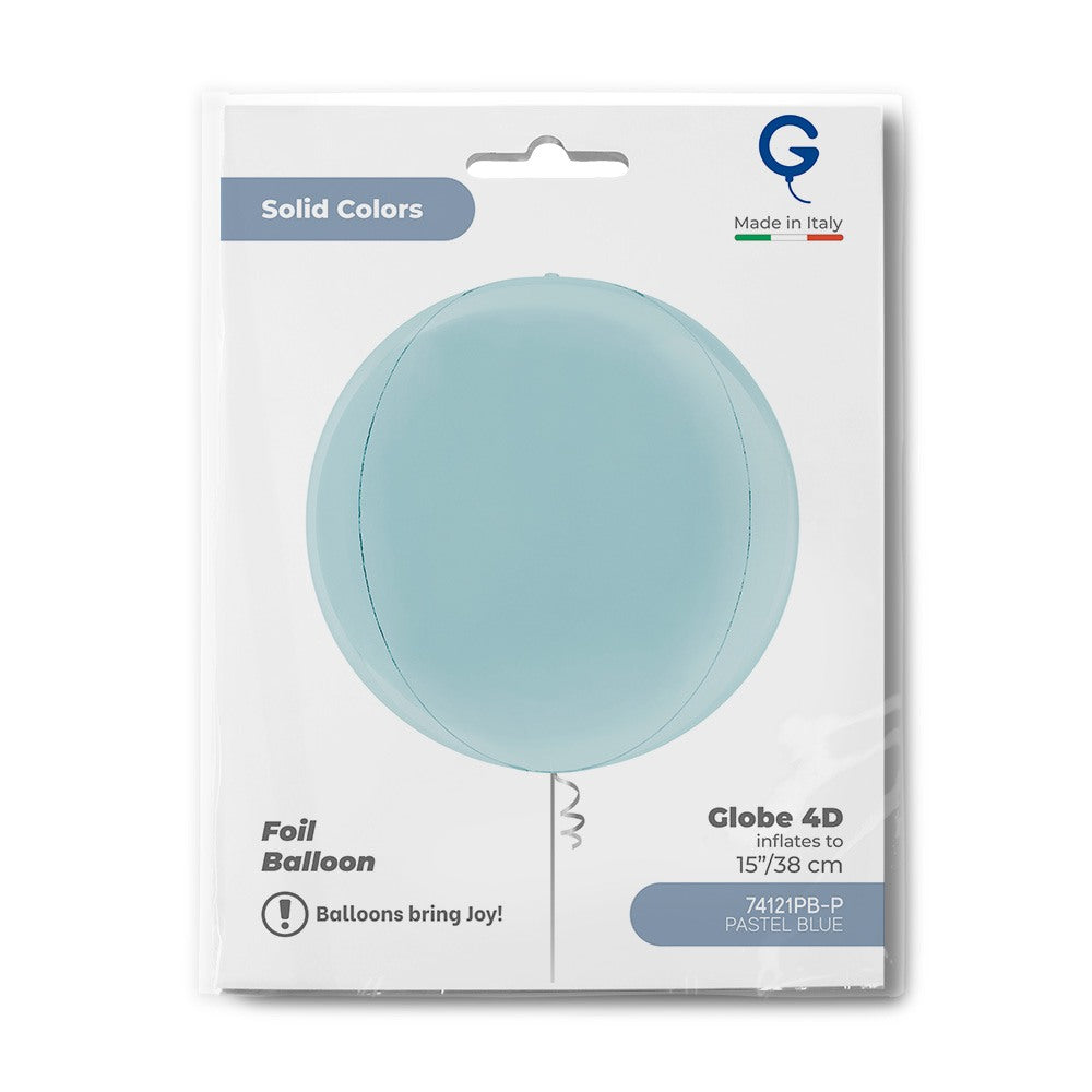 Grabo 15 inch Pastel Blue Globe Balloon Packaged packaging