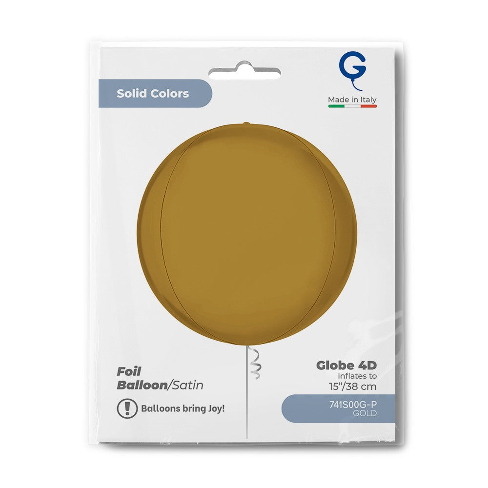 Grabo 15 inch Satin Gold Globe Balloon Packaged packaging