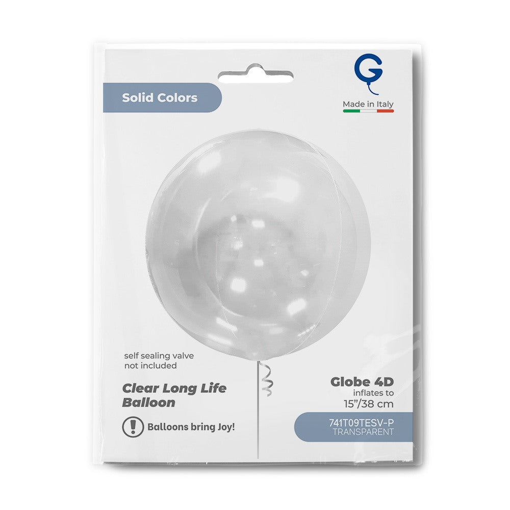 Grabo 19 Inch Transparent Globe Balloon Packaged (No Valve) packaging