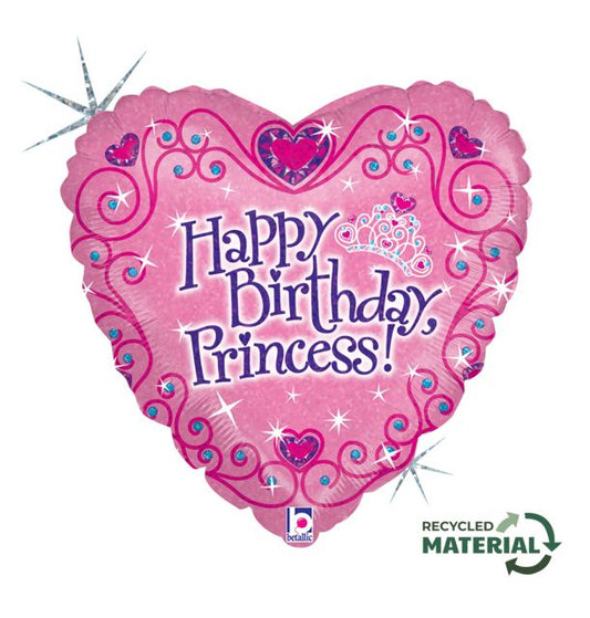 18" Happy Birthday Tiara Foil Balloon Packaged