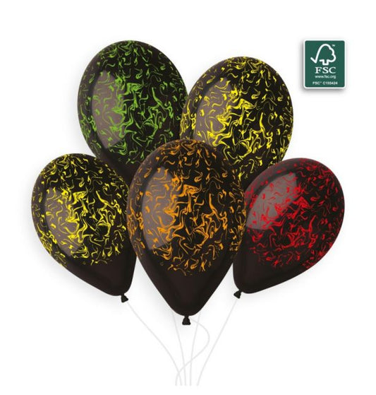 Gemar 13" Black / Neon Marble #1255 GS120 50pcs Round Balloon