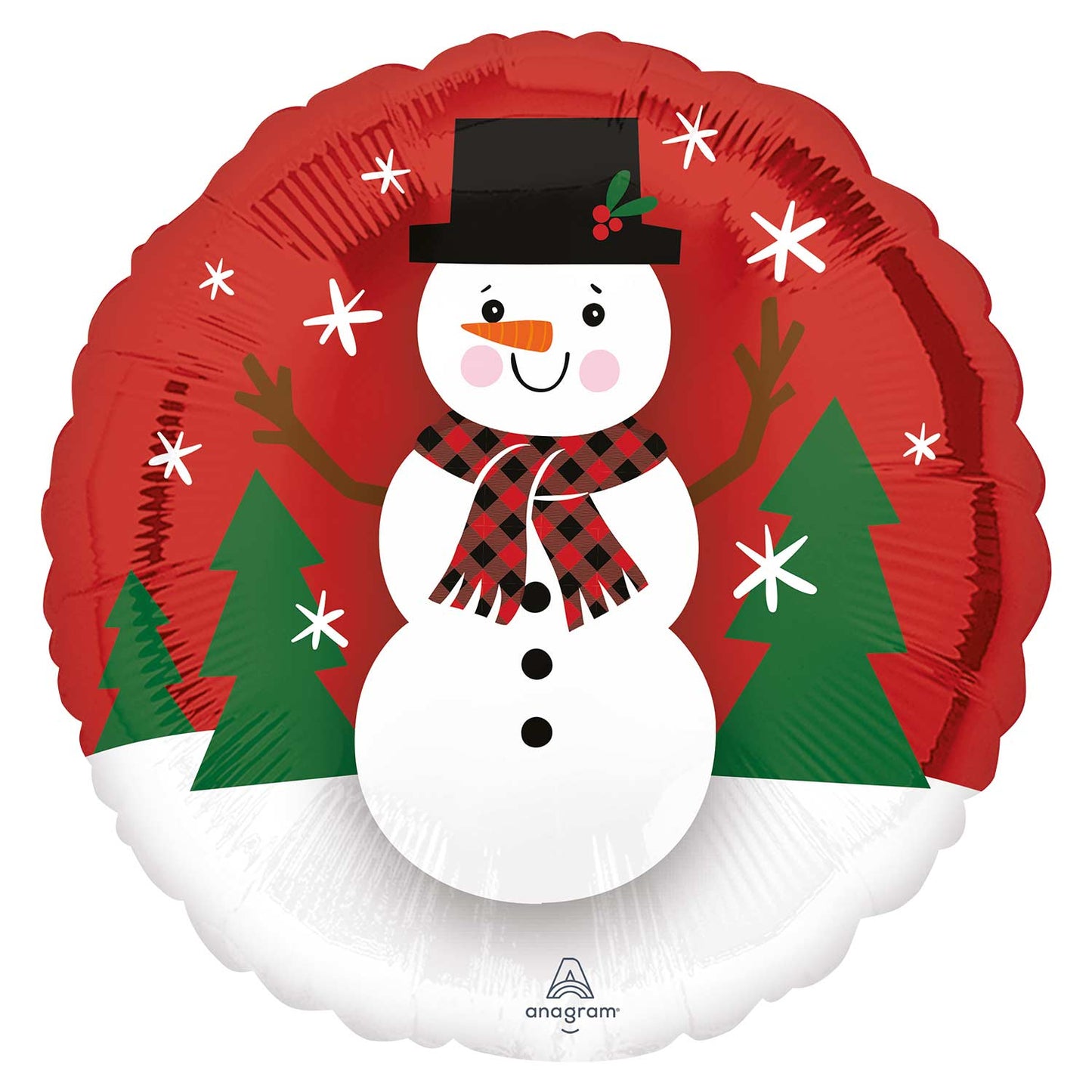 Smiley Snowman Standard HX Foil Balloon 18 Inch