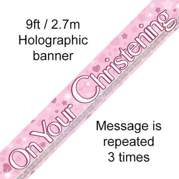 Oaktree On Your Christening 9ft Holographic Banner