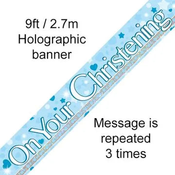 Oaktree On Your Christening 9ft Holographic Banner