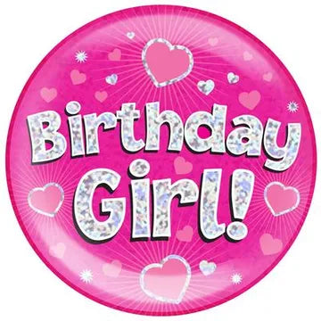 Oaktree Holographic Jumbo Badge - Birthday Girl