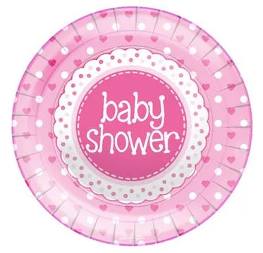 Oaktree Baby Shower Pink 9inch/23cm Plates 8pcs