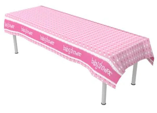 Oaktree Baby Shower Pink Colourfast Plastic Table Cover 137cm x 2.6m 1pc