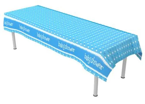 Oaktree Baby Shower Blue Colourfast Plastic Table Cover 137cm x 2.6m 1pc