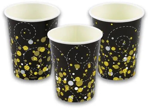 Oaktree Sparkling Fizz Black & Gold 9oz/266ml Cups 8pcs