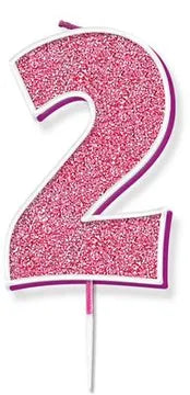 Oaktree Glitter No.2 Candle 7.5cm Pink/Silver Glitter