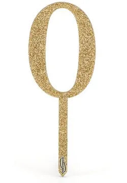 Oaktree Acrylic Sparkling Fizz Gold Cake Topper No.0 H150mm x W51.5mm